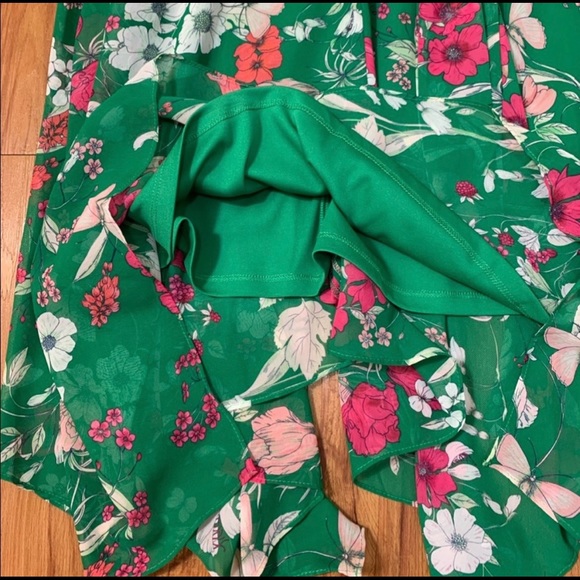 Eliza J Green Green Floral Faux Wrap Midi Dress | like new condition - Picture 6 of 6